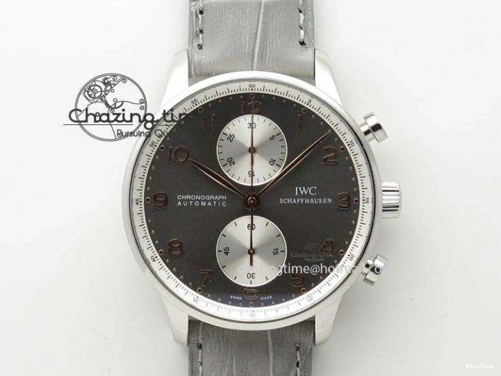 MIROTIME 0223 Portuguese Tourbillon IW504602 RG ZF Best Edition White Dial on Brown Leather Strap Stretchable 7178